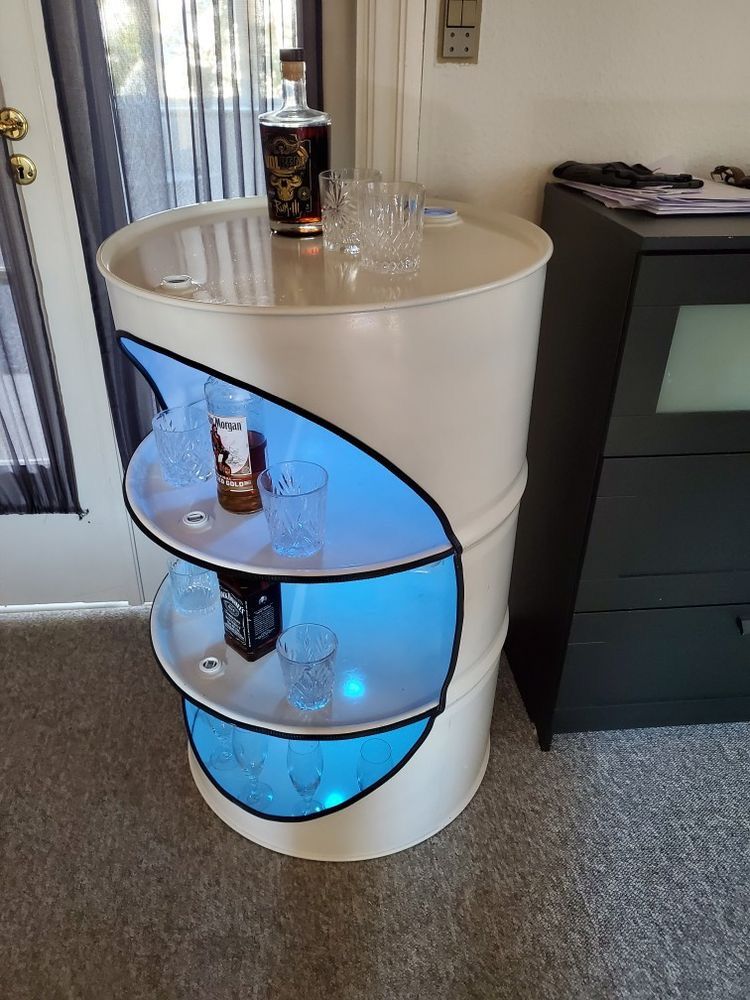 LED Işıklı Varil Bar Sehpası