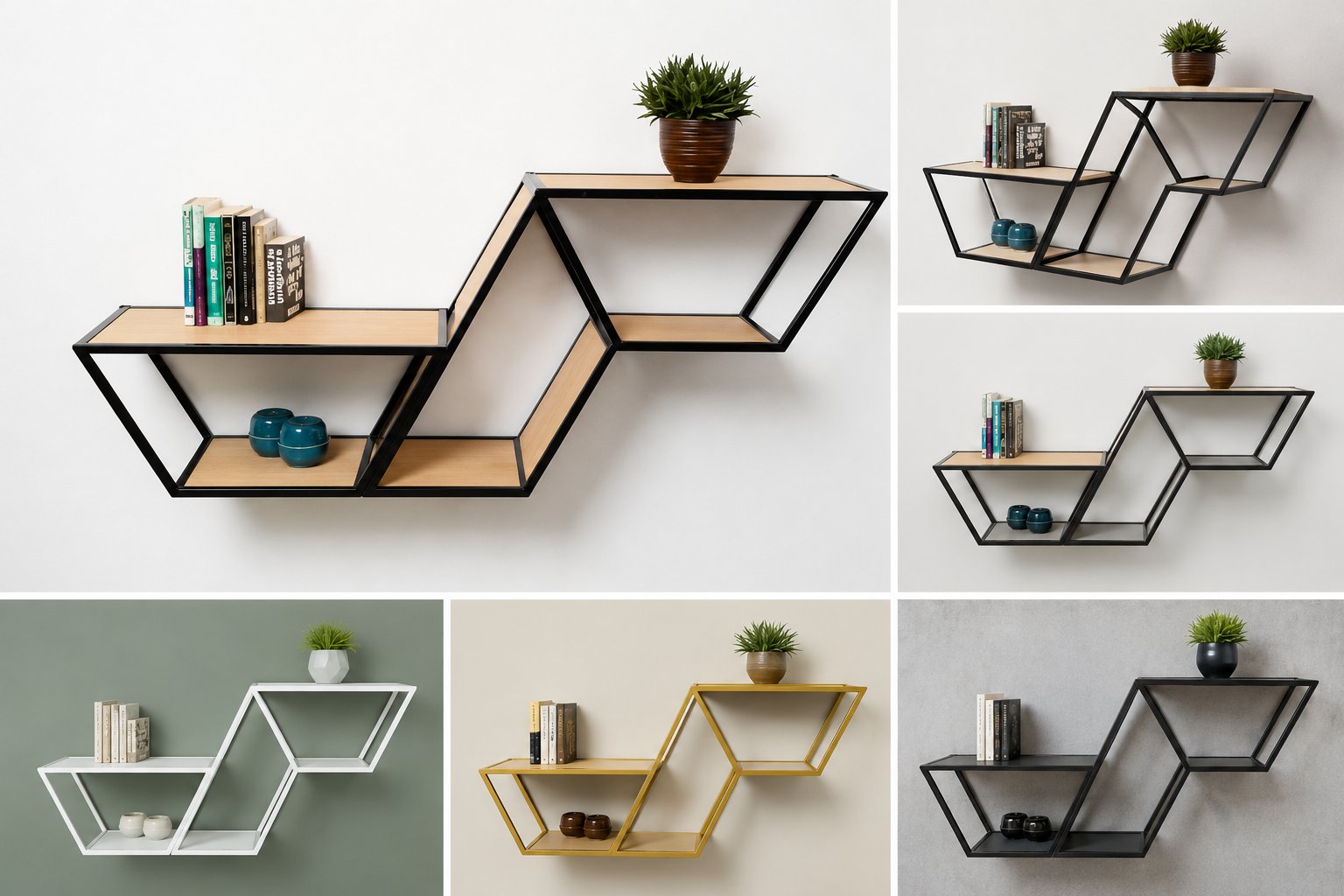 Geometrik Metal Duvar Rafı